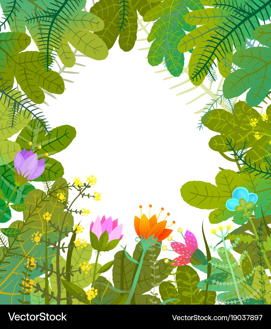 Bush trees foliage background template on white Vector Image