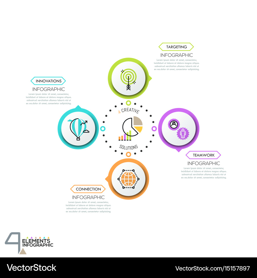 Circular diagram with 4 round elements connected vector image