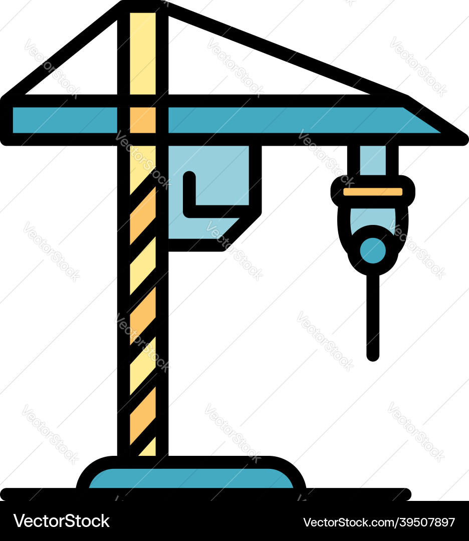 Construction drill crane icon color outline Construction drill crane icon color outline vector image