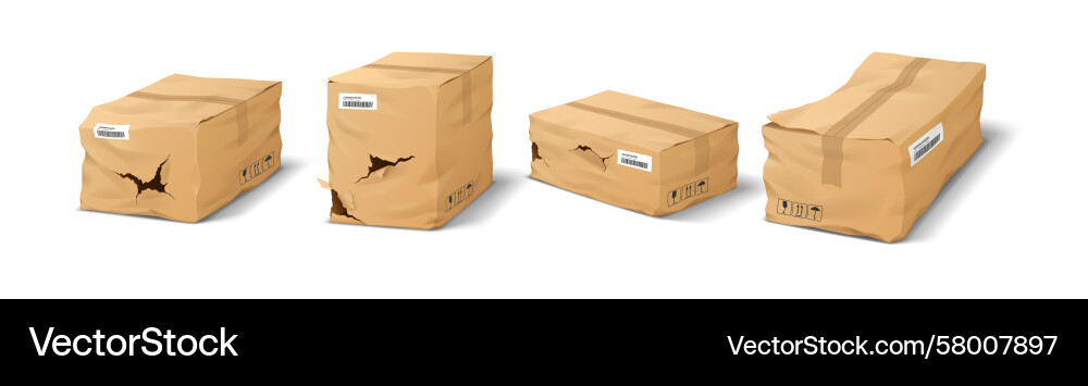 Damaged Cardboard Boxes with Barcodes Vector Image