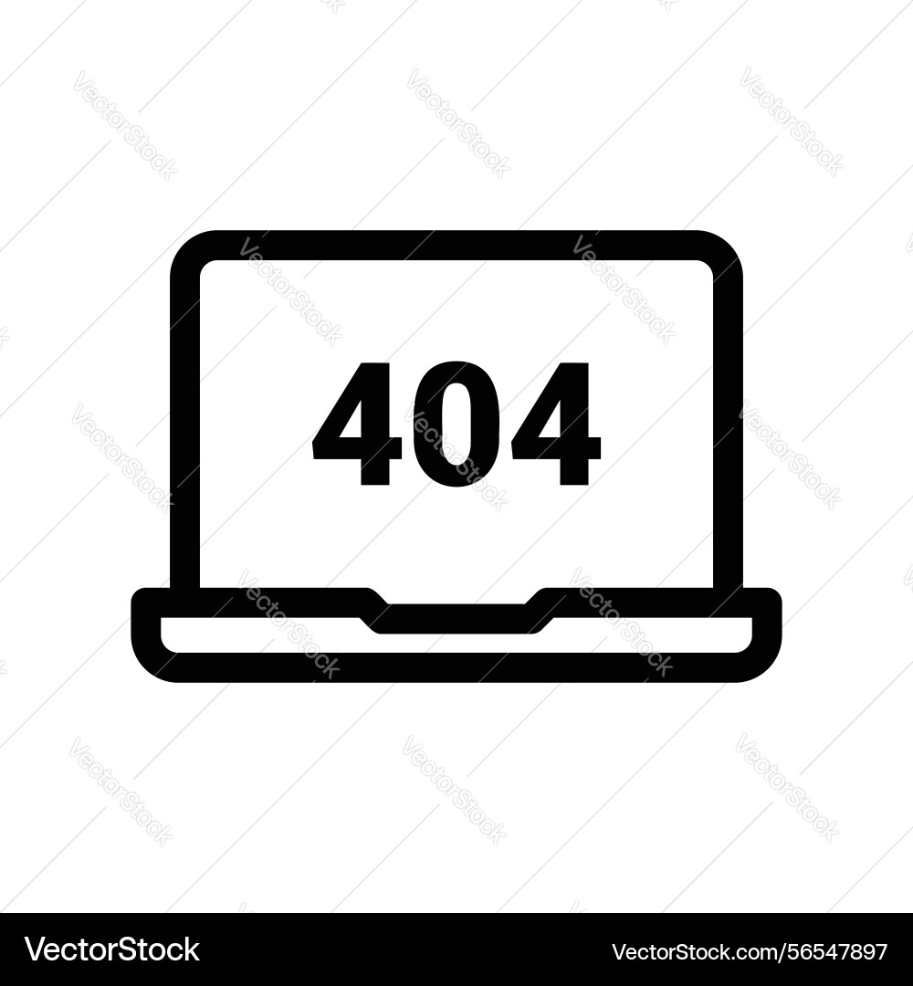 Laptop computer displaying 404 error message Laptop computer displaying 404 error message vector image