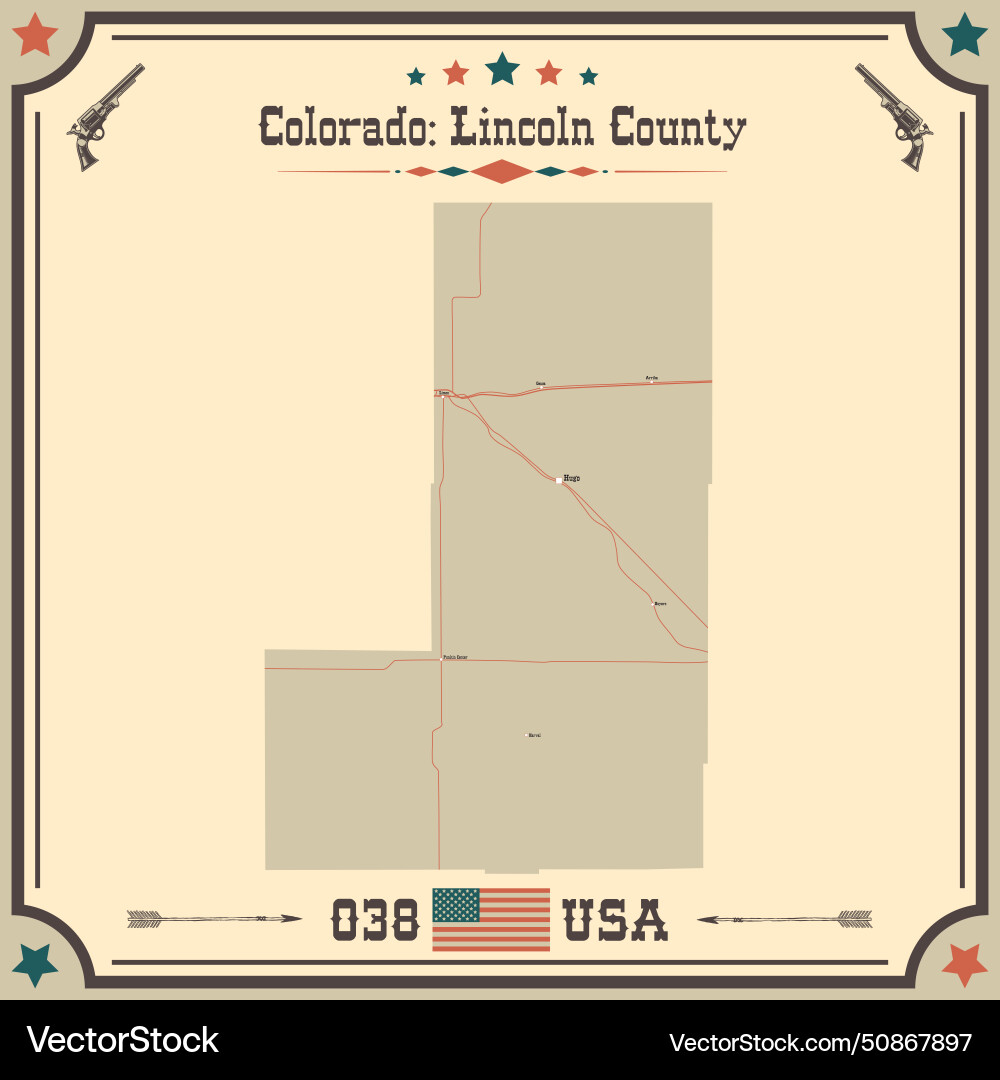 Large and accurate map of lincoln county Vector Image