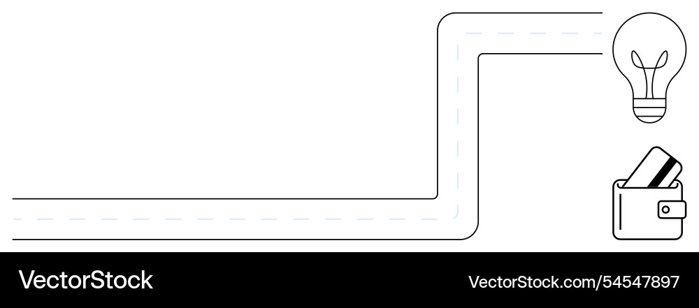 Lightbulb and wallet with pathway concept linking Lightbulb and wallet with pathway concept linking vector image