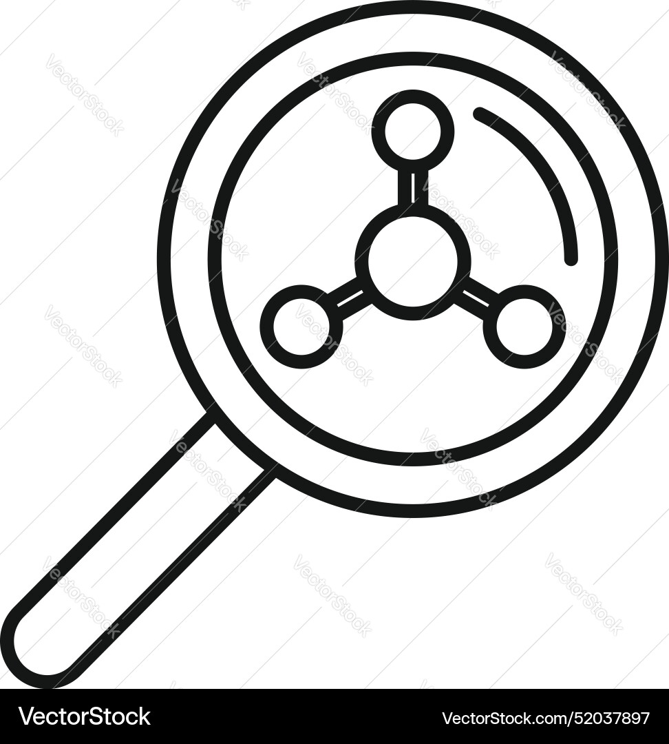 Magnifying glass exploring molecular structure Magnifying glass exploring molecular structure vector image