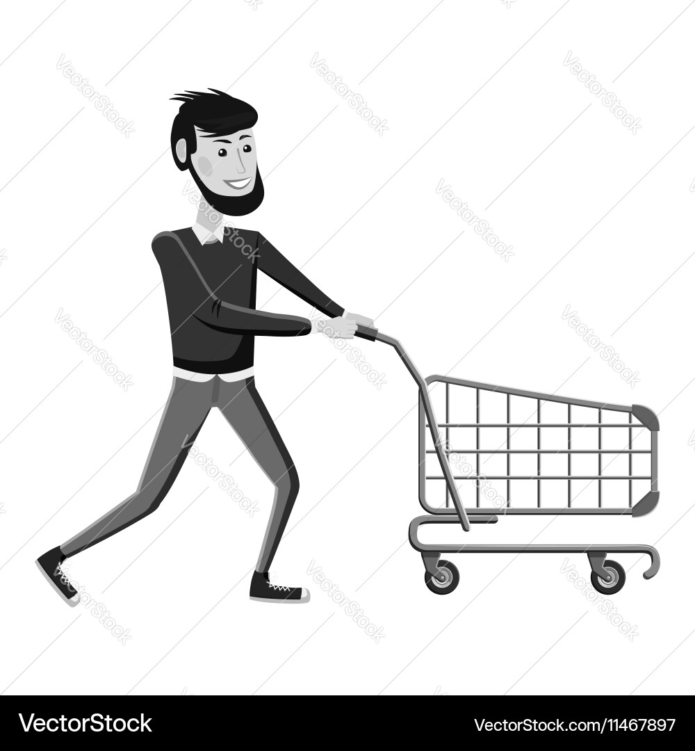 Man with empty shopping cart icon vector image