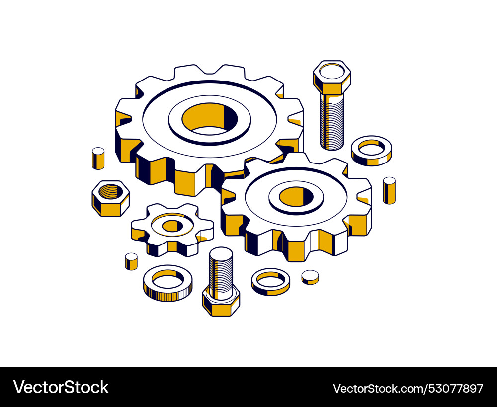 Mechanical engineering concept gears and cogs Mechanical engineering concept gears and cogs vector image