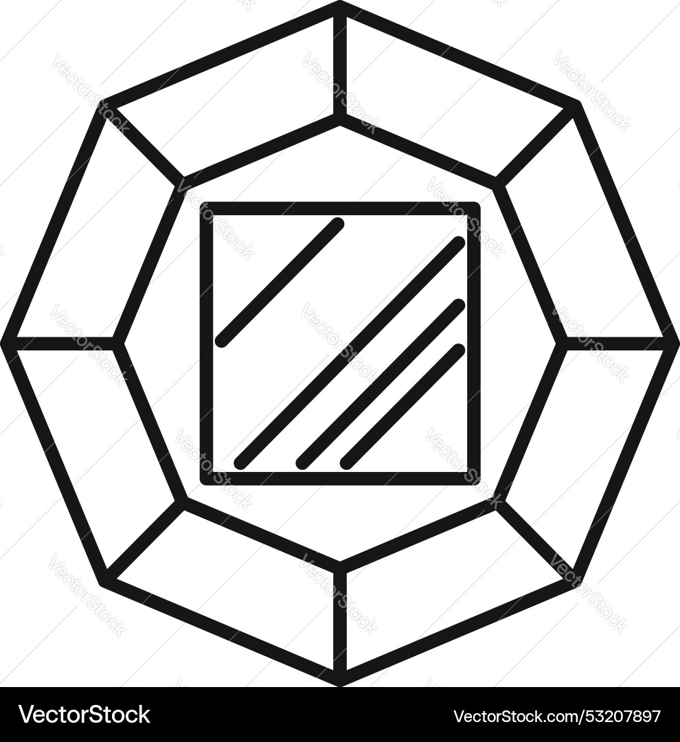 Octagon window frame with glass reflecting Octagon window frame with glass reflecting vector image
