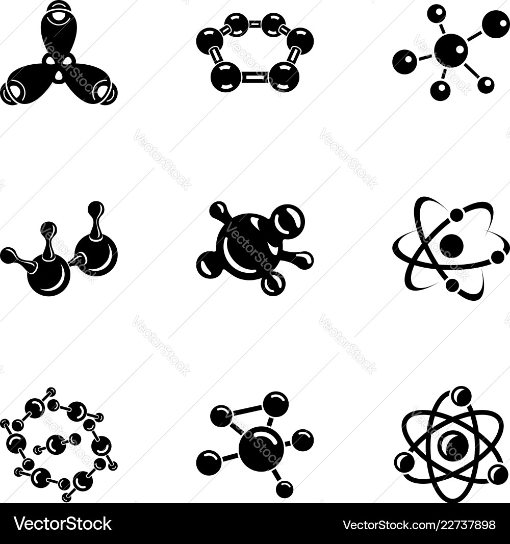 Chemistry of intermixture icons set simple style Chemistry of intermixture icons set simple style vector image