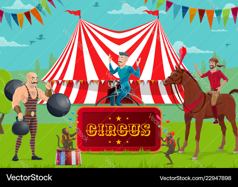 Circus show performers and trained animals Circus show performers and trained animals vector image