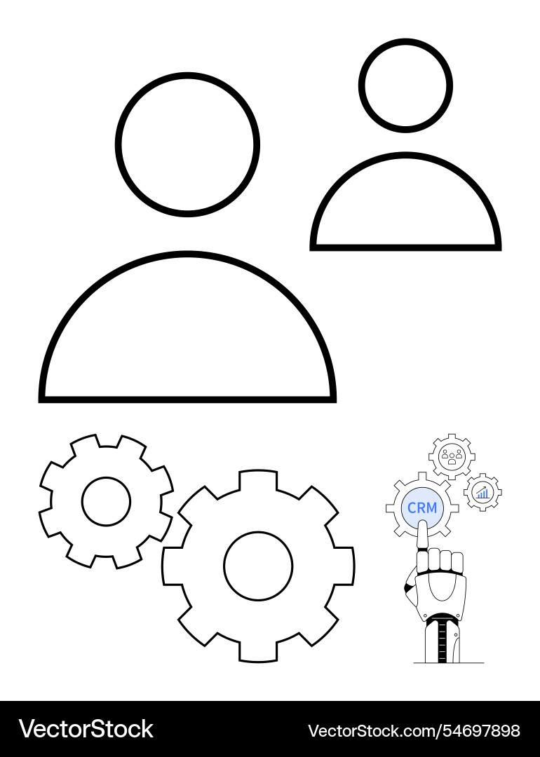 Crm and user profile management with robotic Vector Image