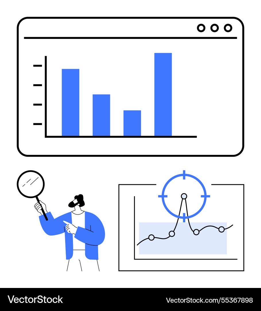 Data analysis with a bar chart growth tracking Data analysis with a bar chart growth tracking vector image