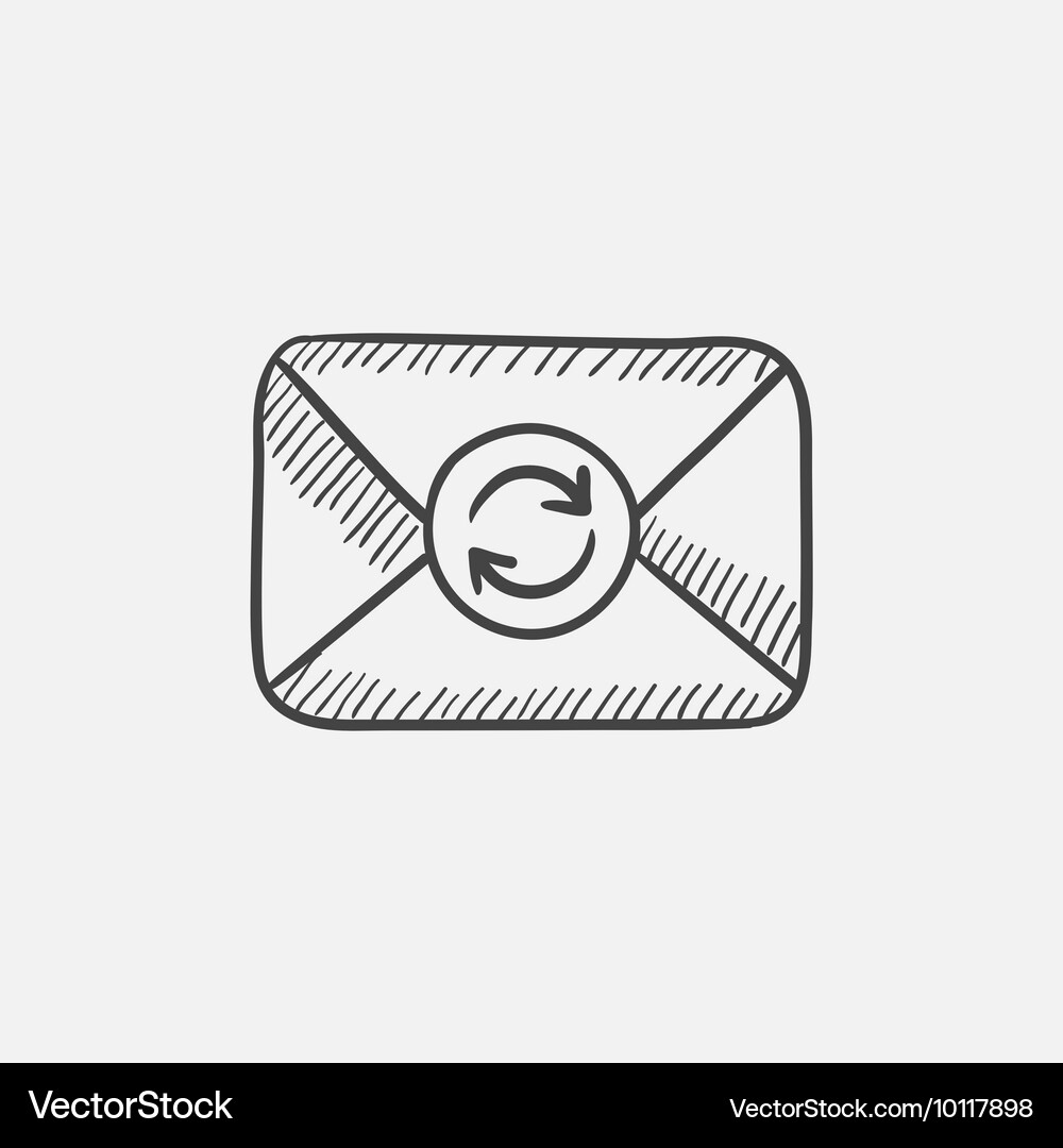 Envelope mail with refresh sign sketch icon Vector Image