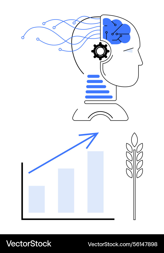 Human-machine integration with data flow growth Human-machine integration with data flow growth vector image
