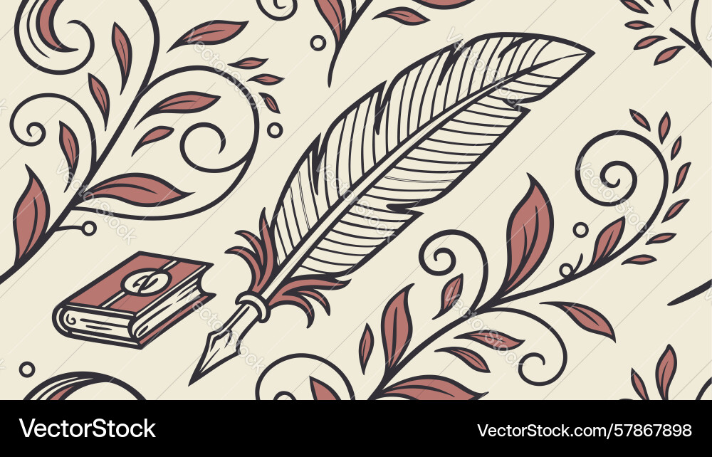 Ornate quill scrollwork seamless pattern design Vector Image