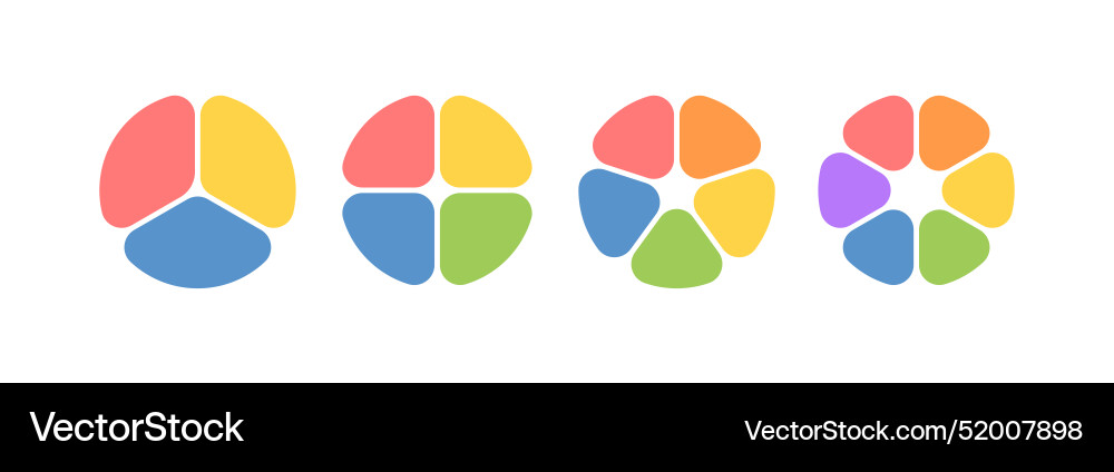 Pie Chart Division Icon Set vector image