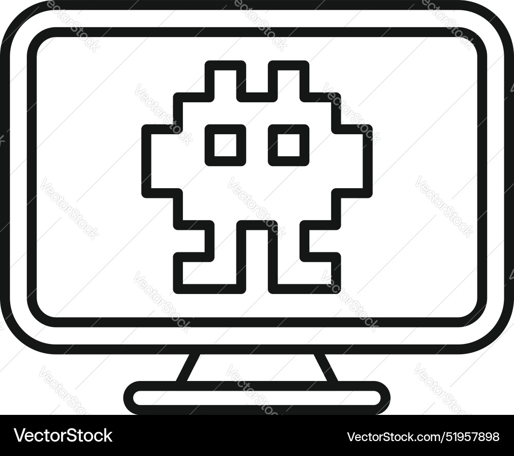 Pixelated Alien Invader auf dem Desktop anzeigen Pixelated Alien Invader auf dem Desktop anzeigen vektorbild