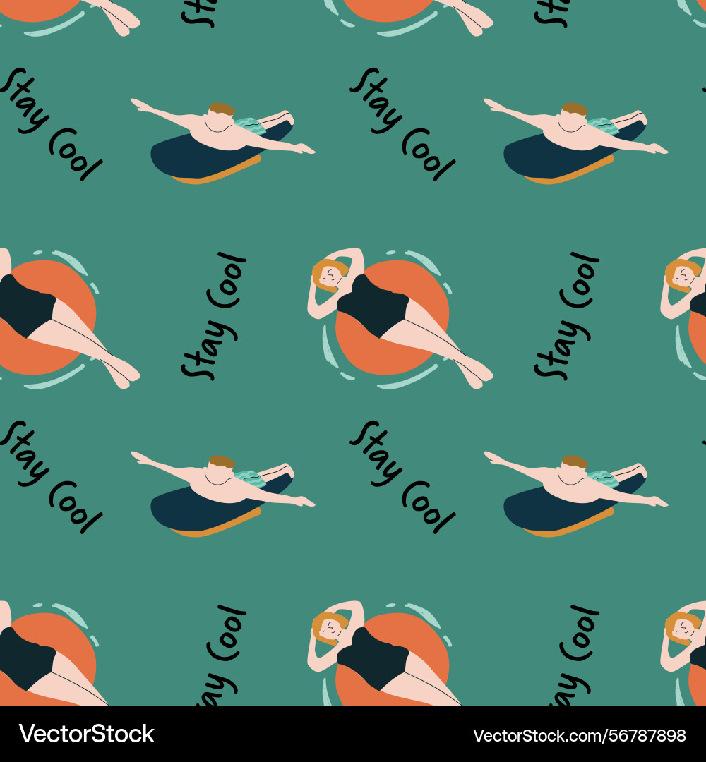 Seamless summer pattern with floating swimmer Seamless summer pattern with floating swimmer vector image