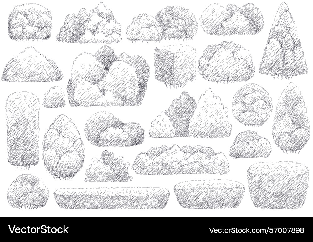 Sketches of various rock and stone forms Vector Image