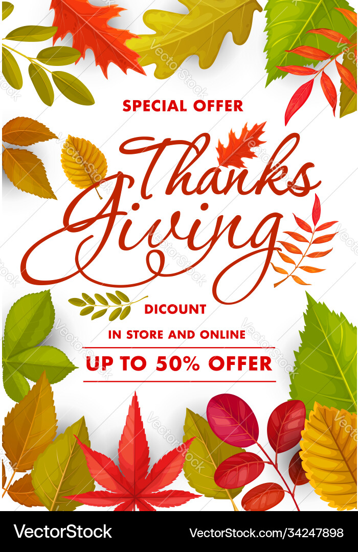 Thanksgiving-Verkauf Poster mit Herbstblättern Thanksgiving-Verkauf Poster mit Herbstblättern vektorbild