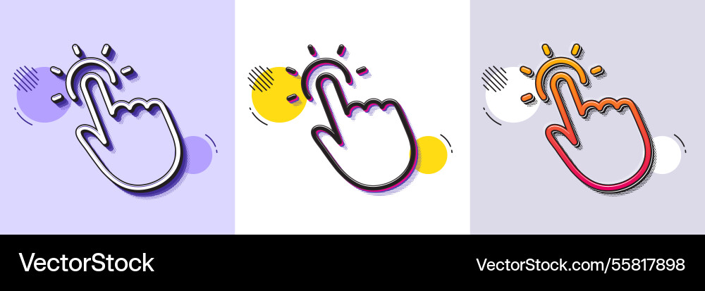 Touchpoint line icon click here sign halftone vector image