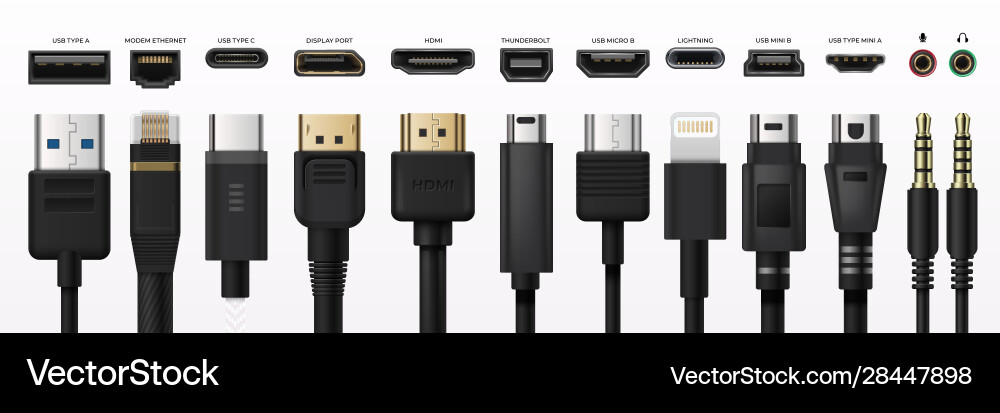 USB Type-C Port Connectors - Phone Jacks Vector Image