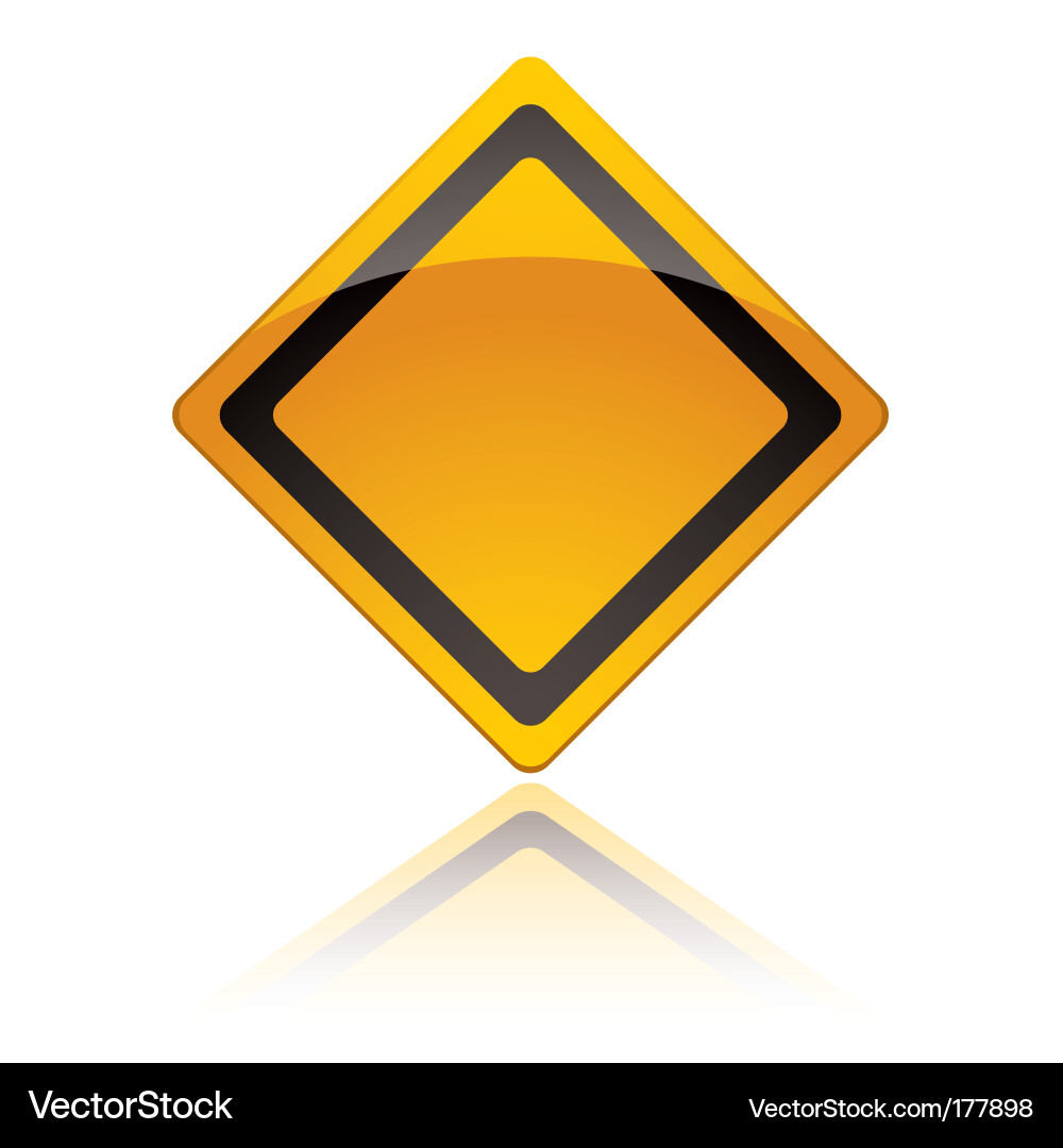 Yellow Warning Sign with Reflection Royalty Free Vector