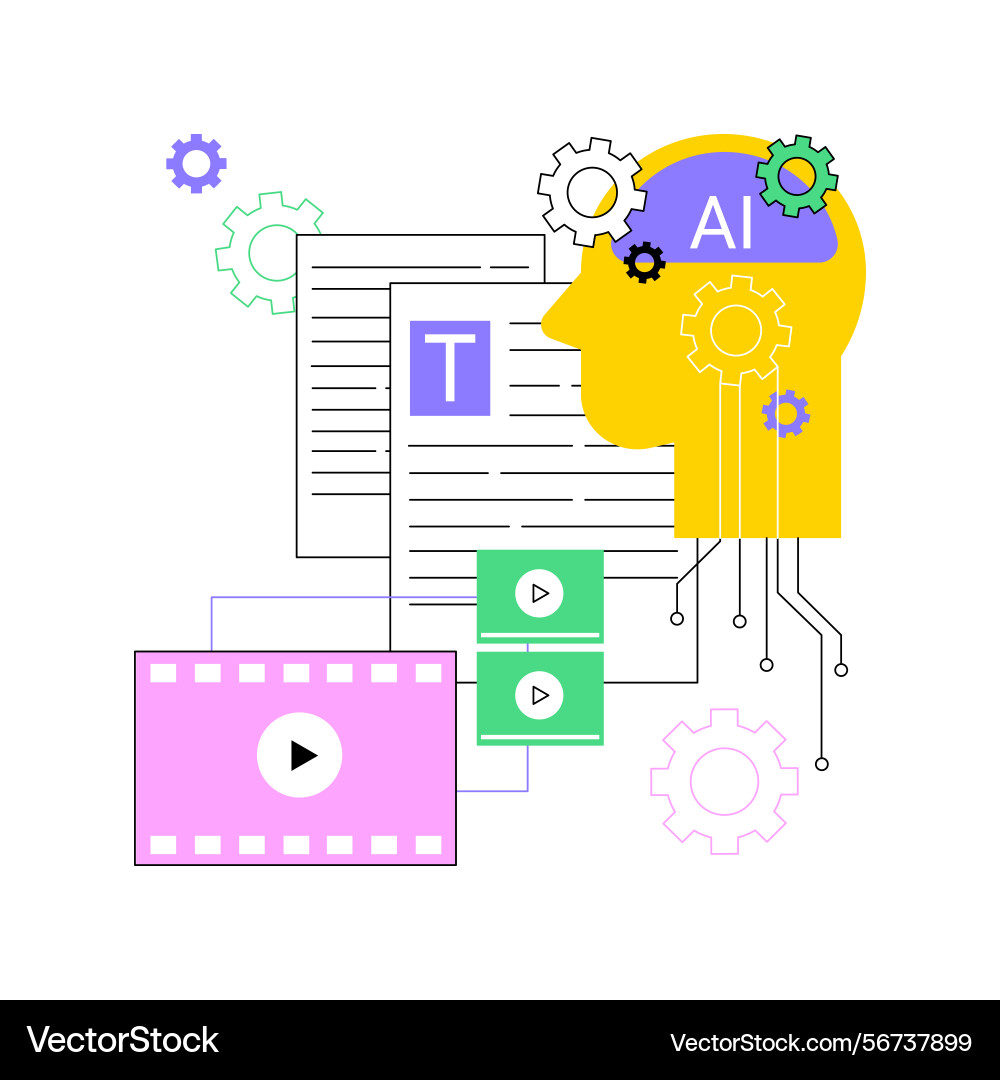Ai-powered scriptwriting abstract concept Ai-powered scriptwriting abstract concept vector image