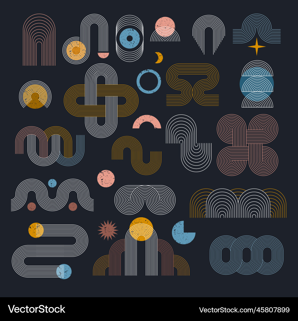 Arch forms abstract geometric waveforms graphic Arch forms abstract geometric waveforms graphic vector image