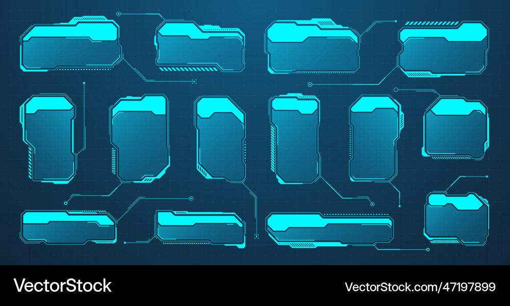 Blue futuristic hud or ui elements sci-fi user Blue futuristic hud or ui elements sci-fi user vector image
