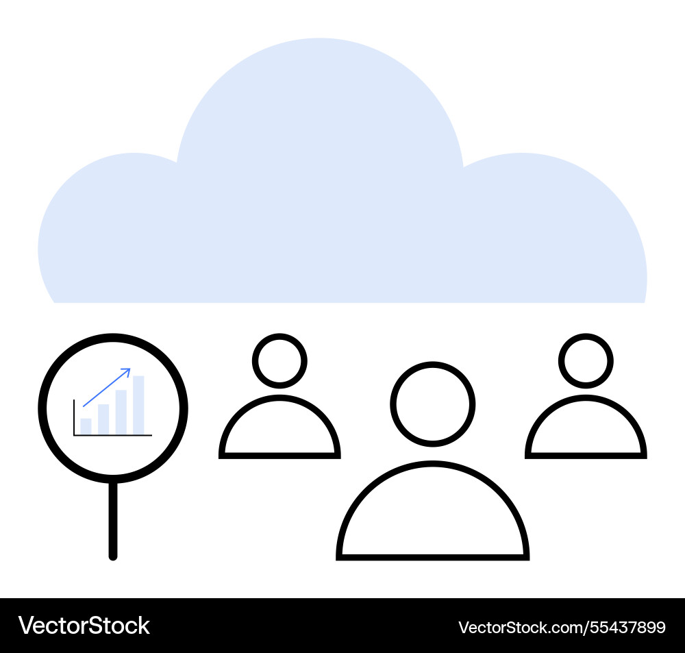 Data analysis in cloud technology with team Data analysis in cloud technology with team Vector Image