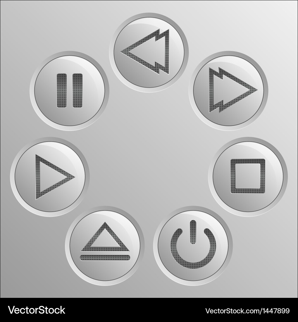 Gray navigation button player set vector image