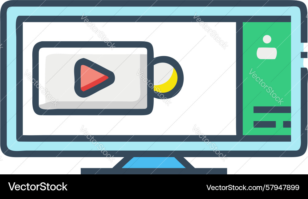 Monitor with Play Button Icon Vector Image