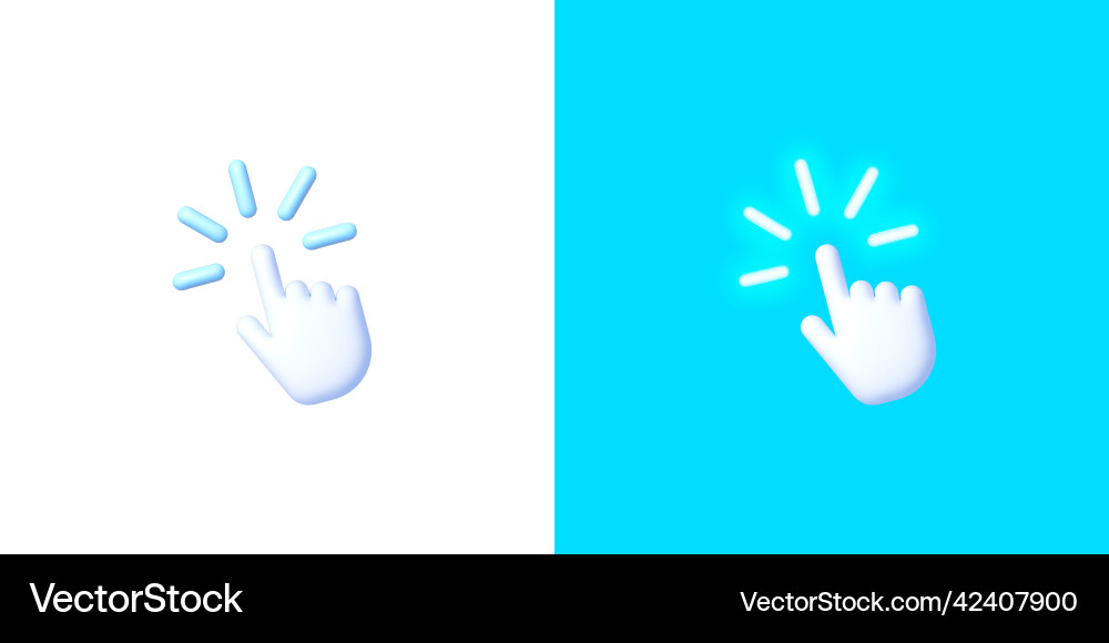 3d computer cursor hand web for concept design 3d computer cursor hand web for concept design vector image