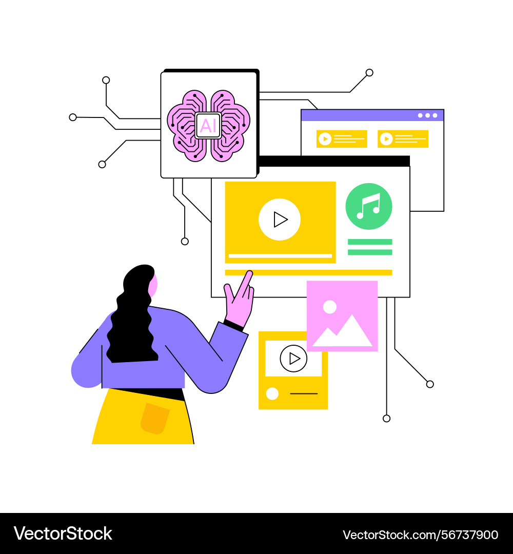 Ai-enhanced interactive content abstract concept Ai-enhanced interactive content abstract concept vector image