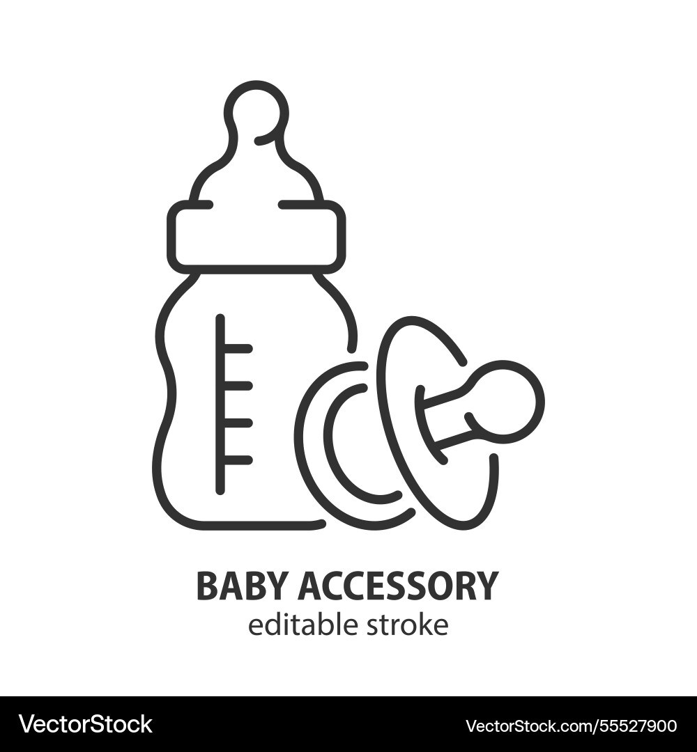 Baby accessories line icon feeding bottle Baby accessories line icon feeding bottle vector image