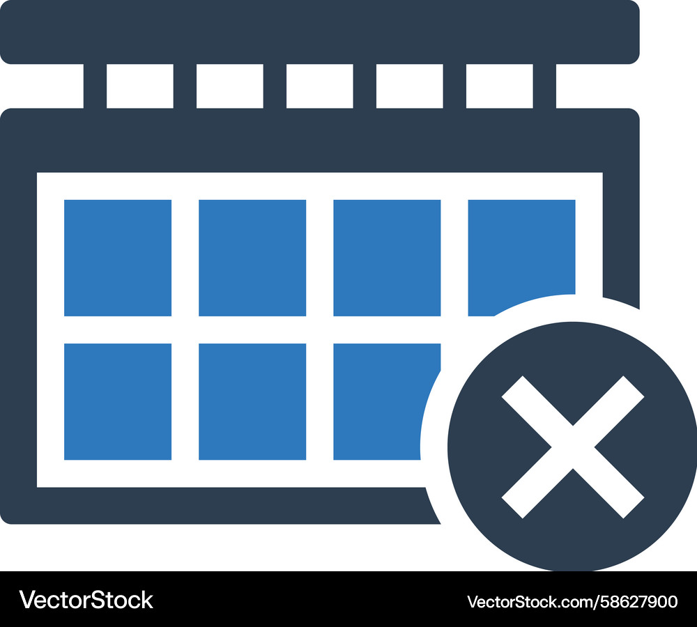 Calendar close icon - date delete Vector Image