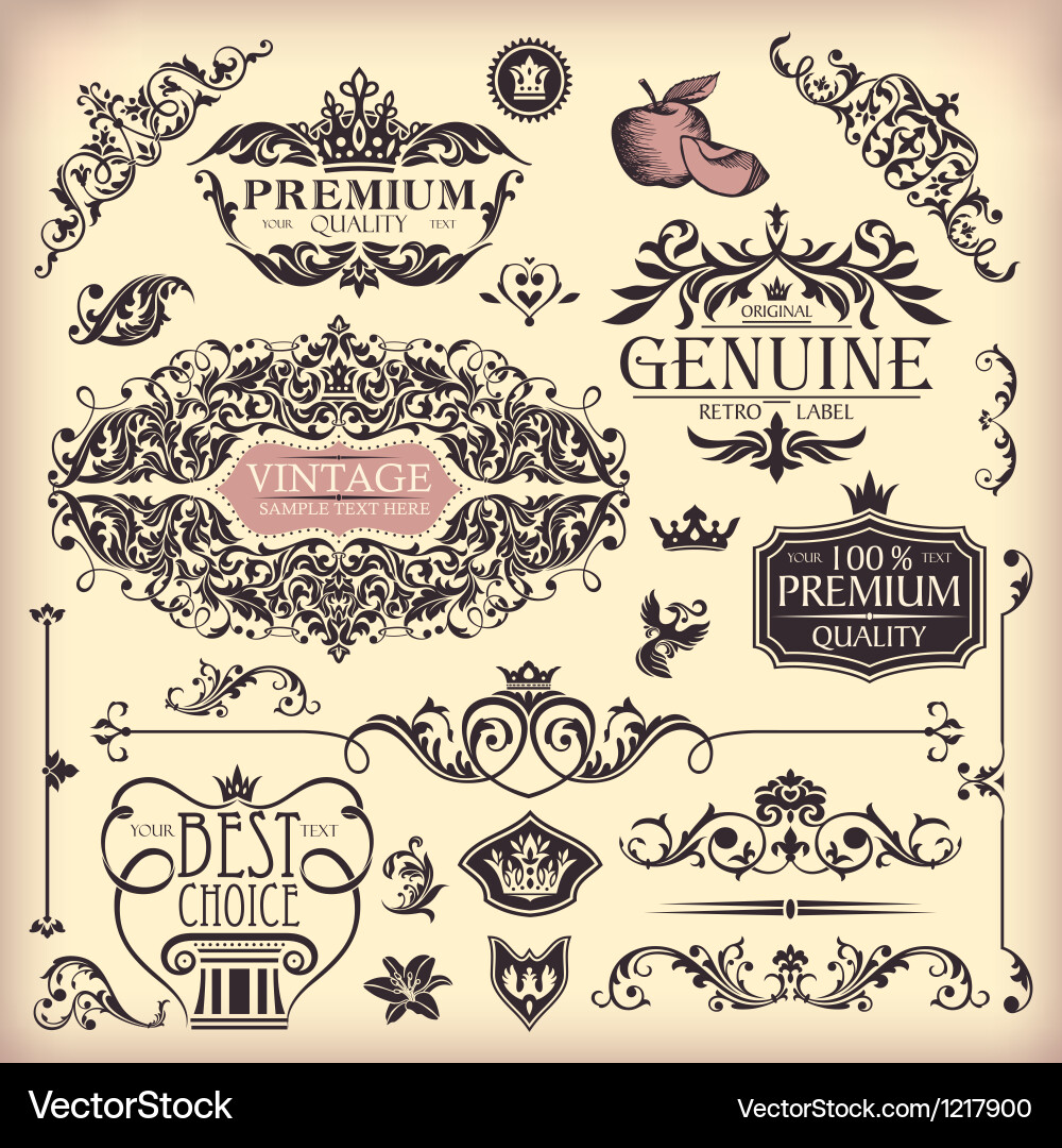 Floral vintage elements Royalty Free Vector Image