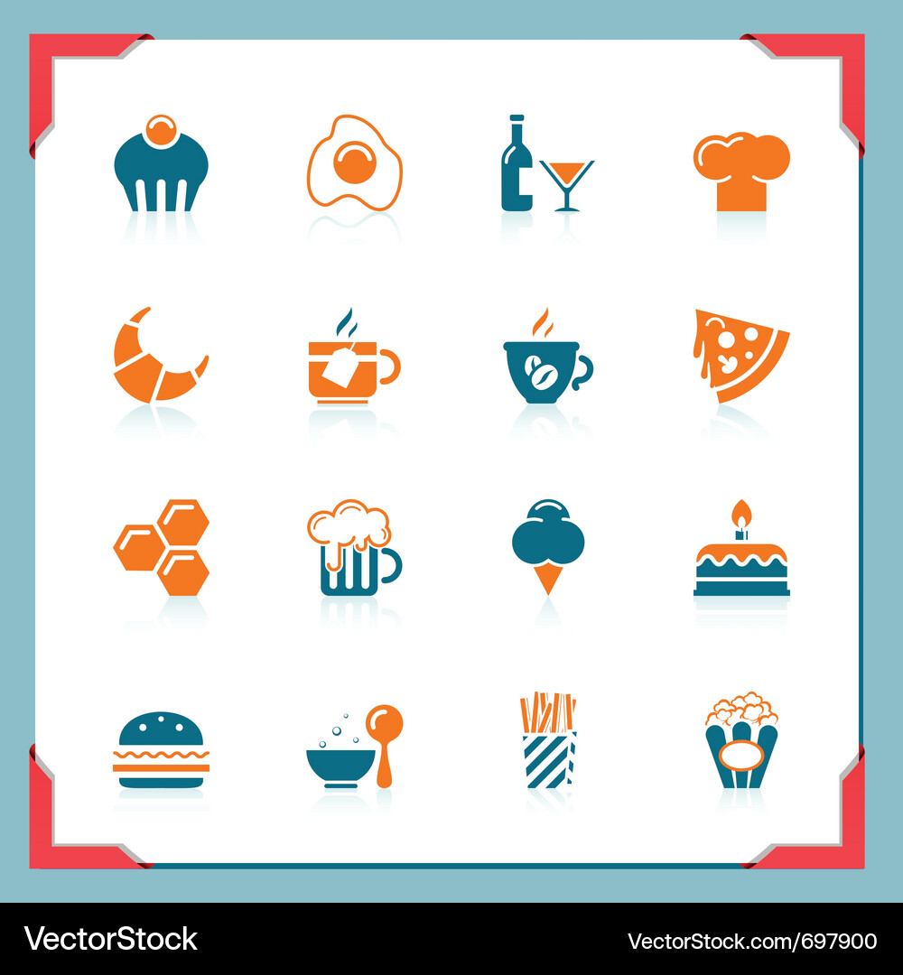 Food Icon Set - Variety of Dishes Vector Image