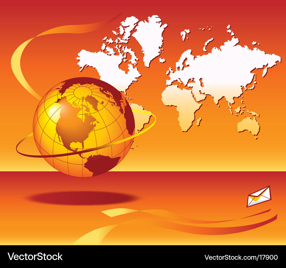 Globe map email Vector Image
