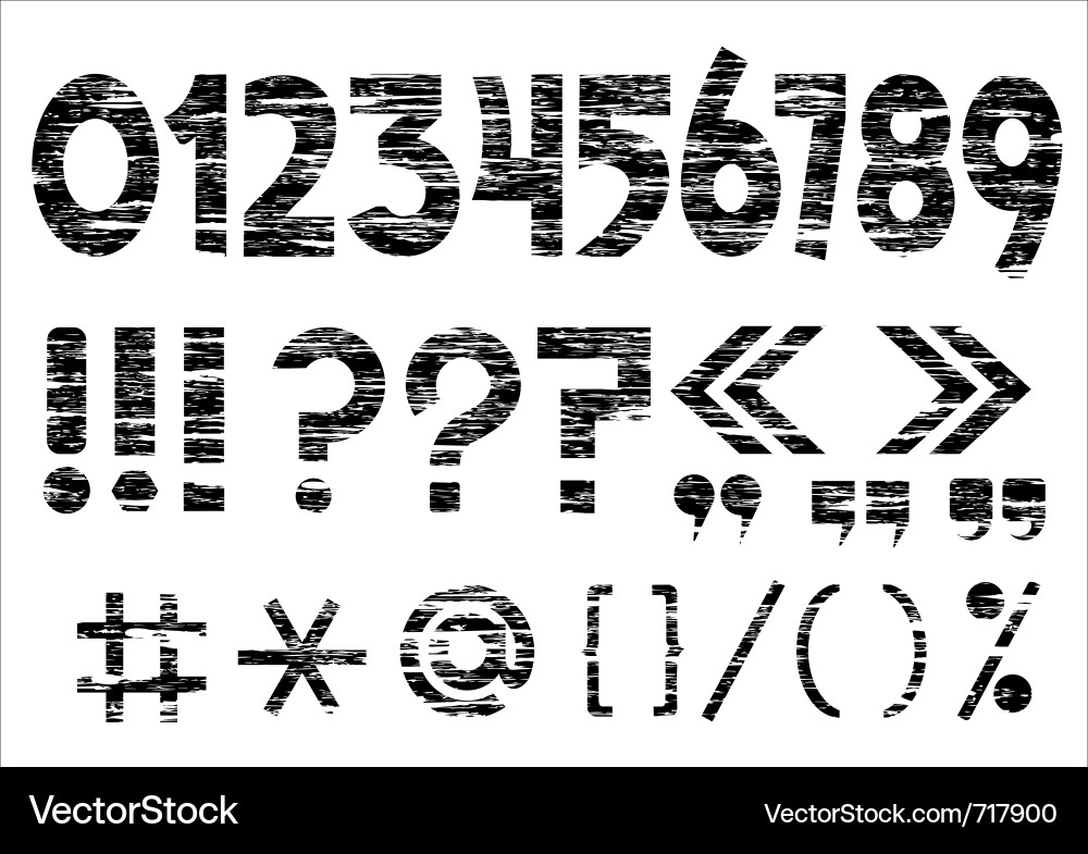 Grunge Numbers and Punctuation Marks Vector Image