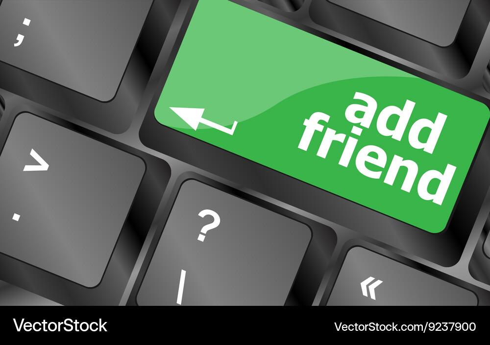 Keyboard with add friend button social network Vector Image