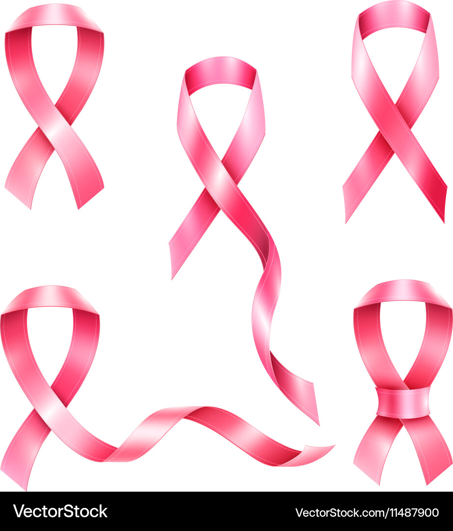 Pink Cancer Ribbons Set Royalty Free Vector Image