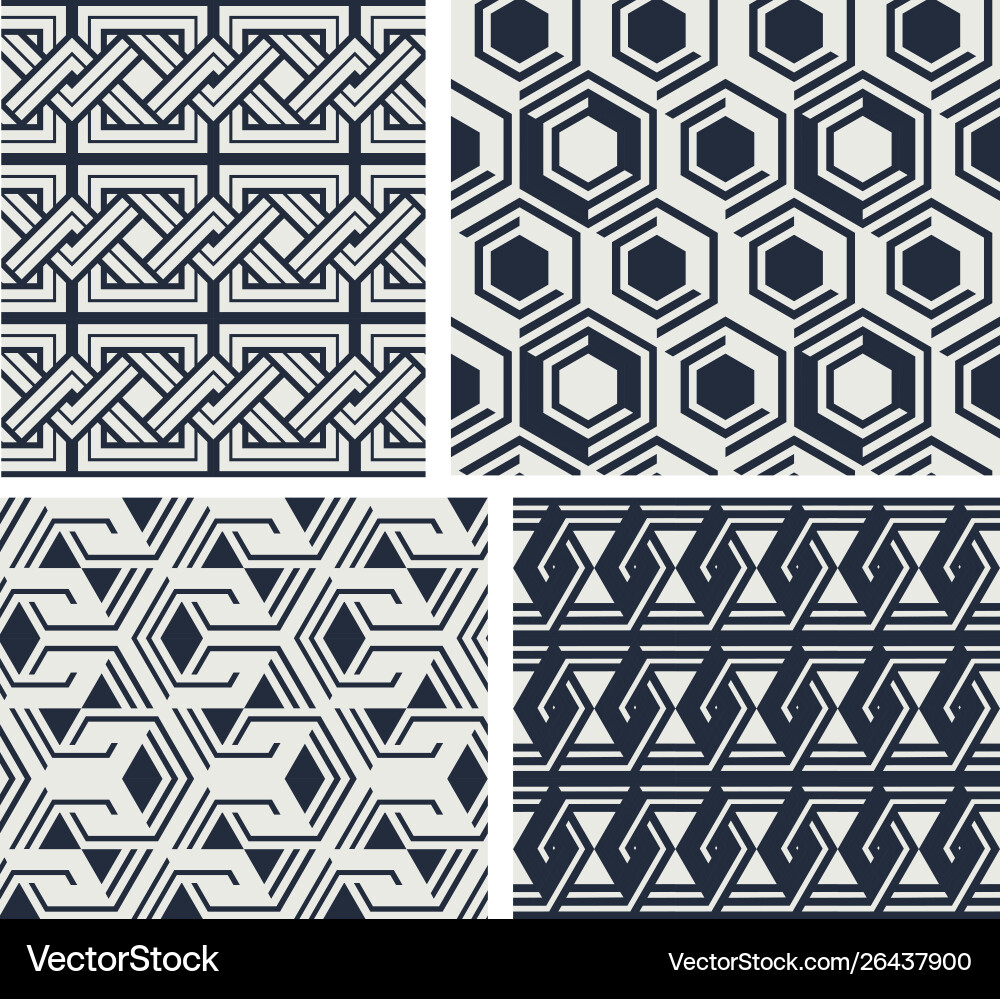 Set seamless patterns abstract geometric Set seamless patterns abstract geometric vector image