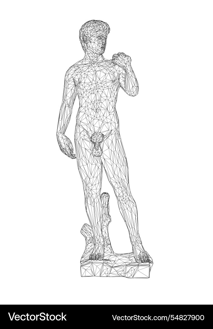 Wireframe of statue david from black lines Wireframe of statue david from black lines vector image