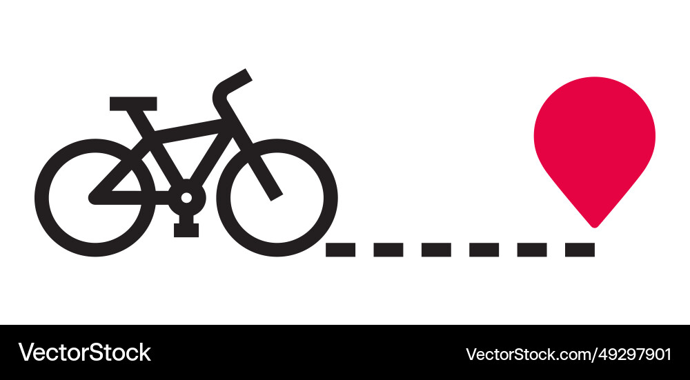 Bike with location pin travel destination symbol Bike with location pin travel destination symbol vector image