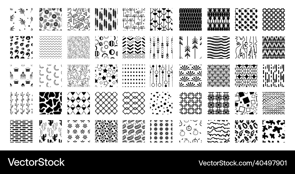 Black & White Abstract Pattern Collection vector image