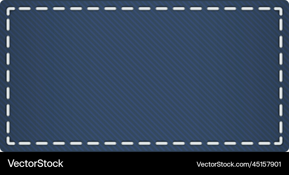Blue fabric patch with realistic seam empty frame Blue fabric patch with realistic seam empty frame vector image