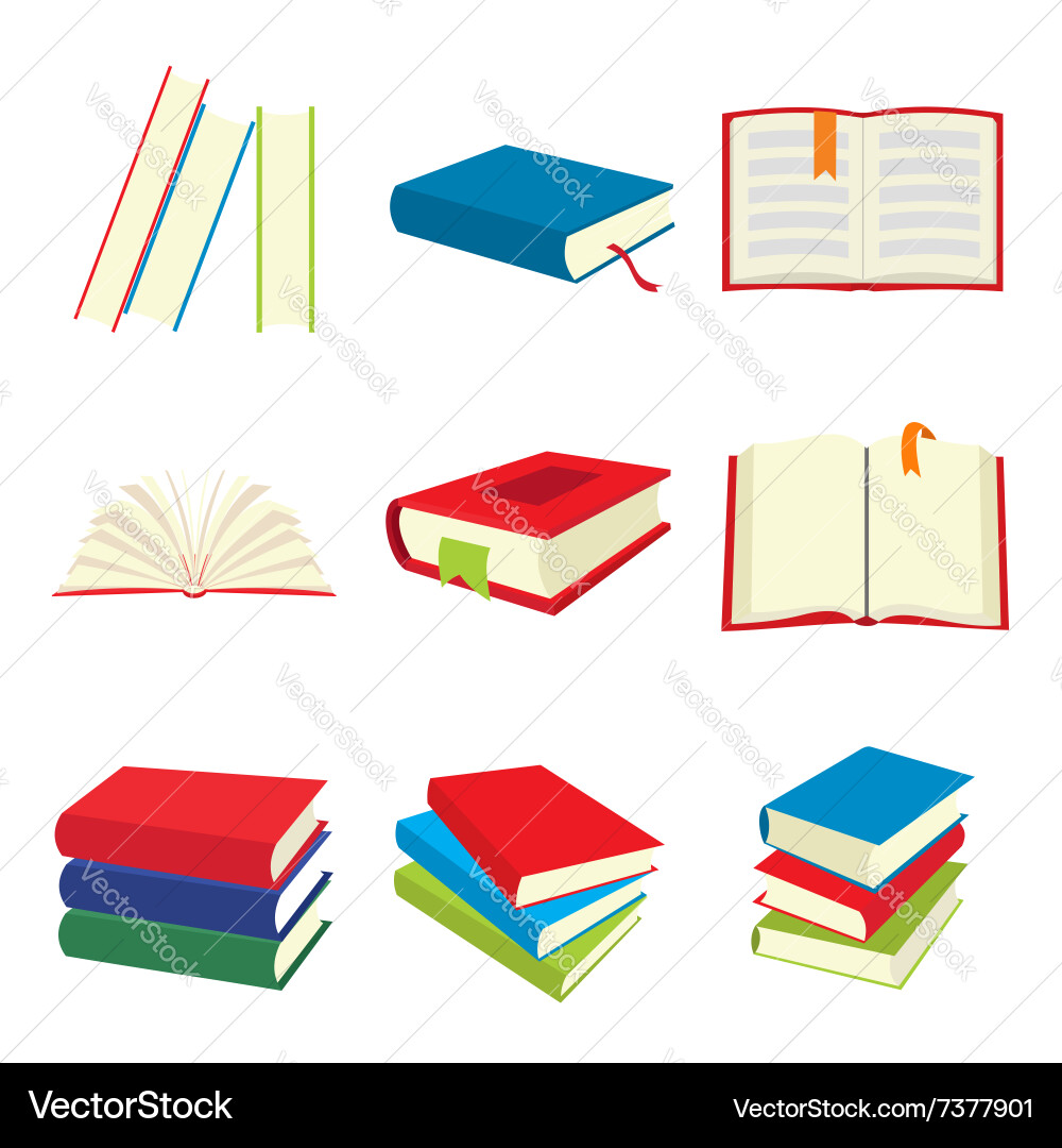 Book Icon Set - Flat Style Royalty Free Vector Image