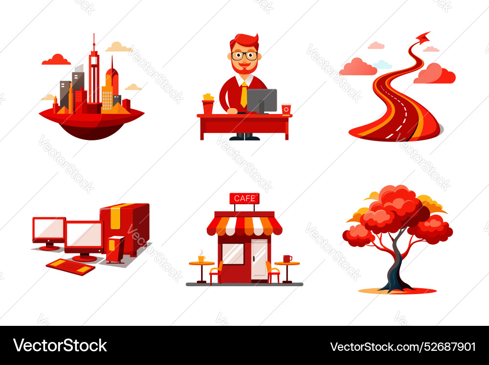 Building office worker road splashing computers Building office worker road splashing computers Vector Image