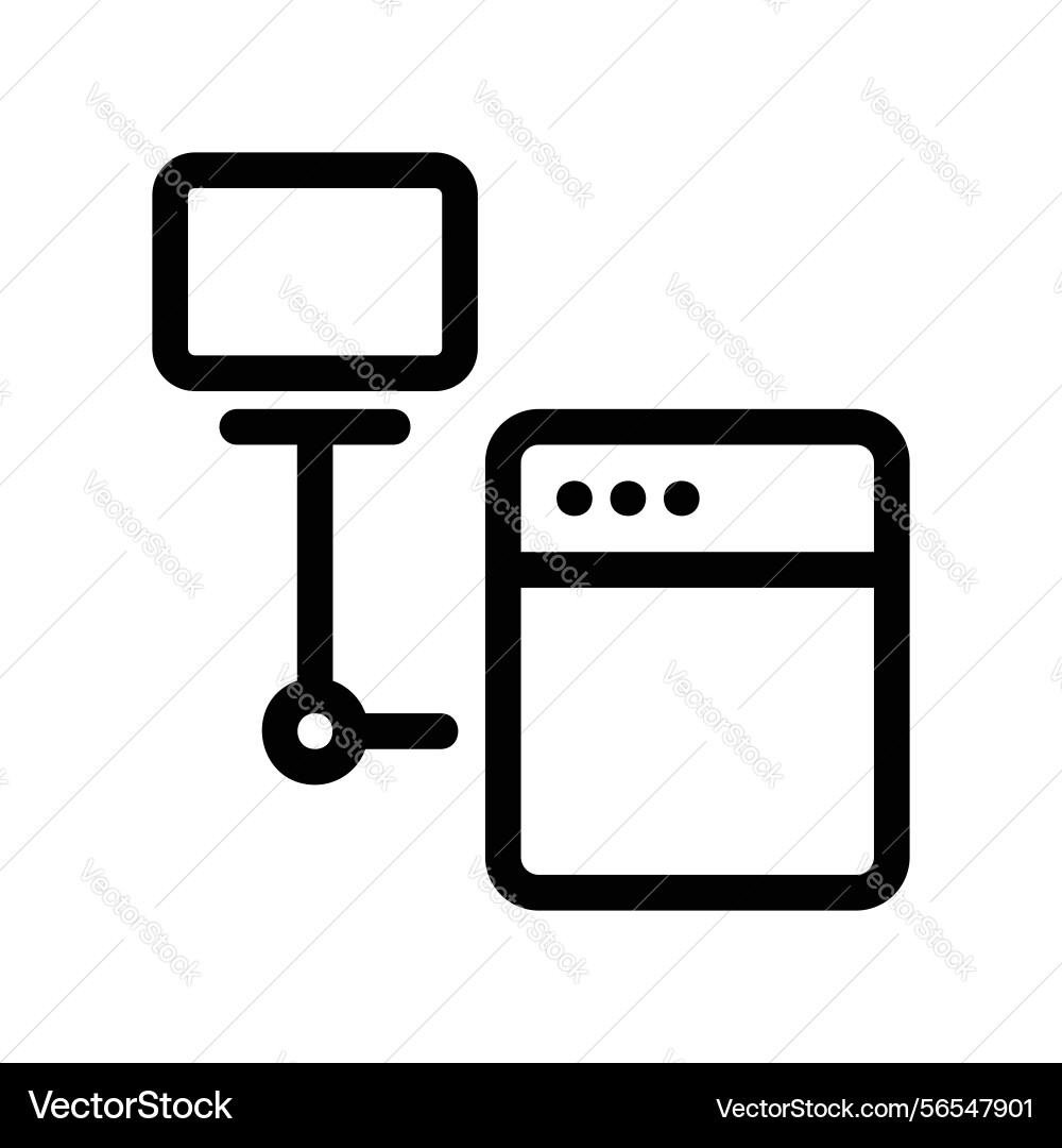 Computer screen connected to server unit icon Computer screen connected to server unit icon vector image